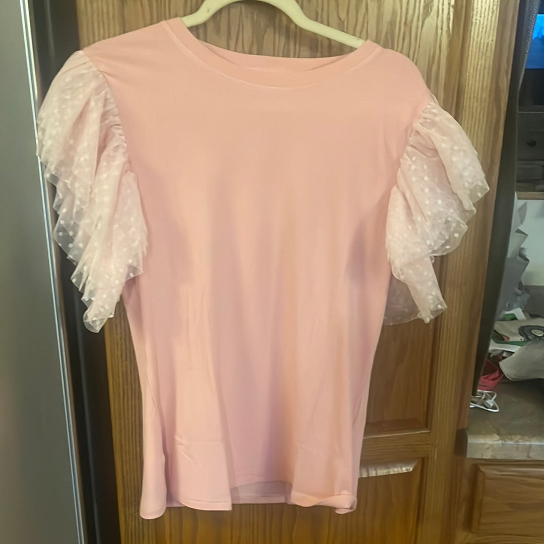 Polka dot ruffle shirt