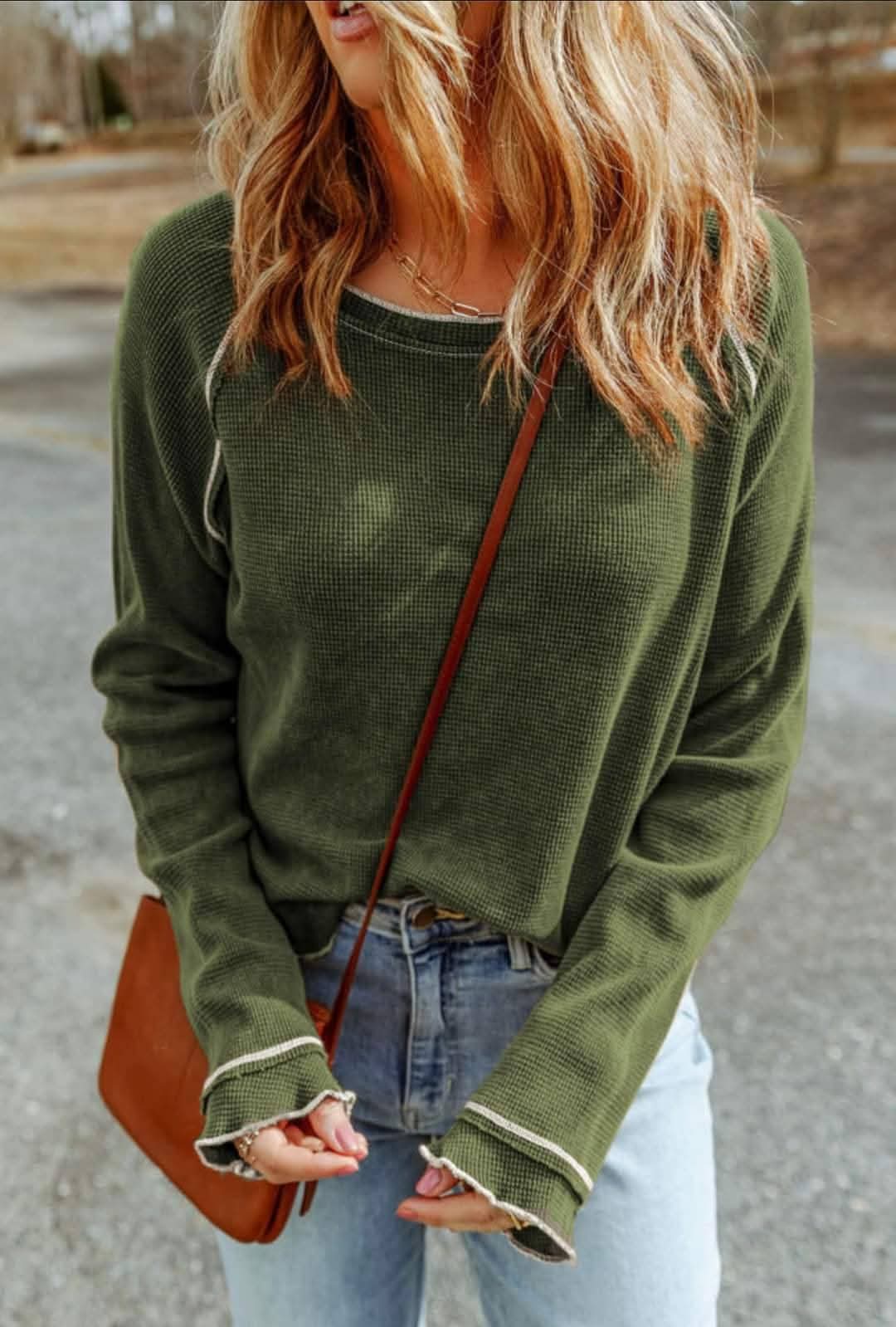 Green Waffle Knit
