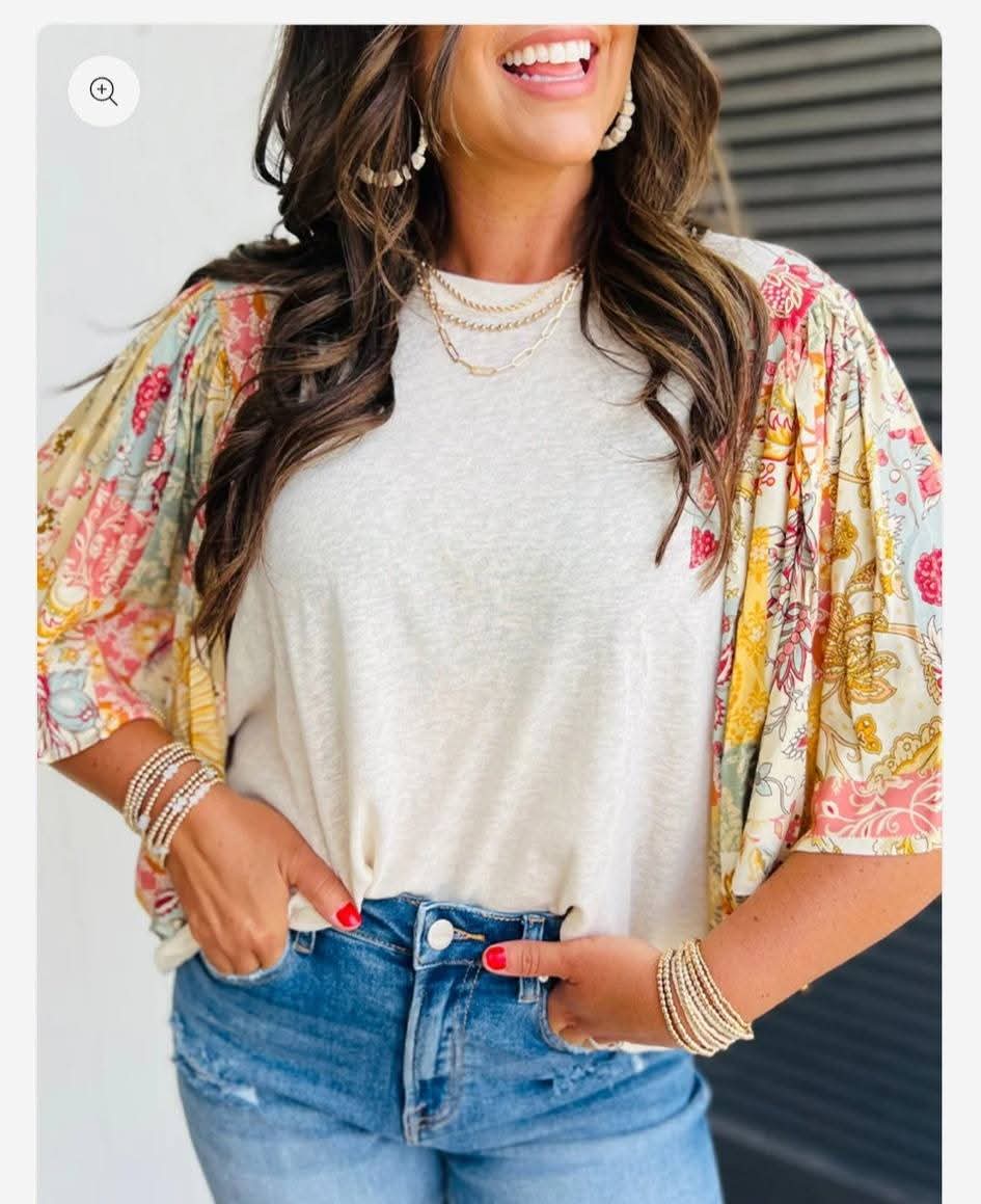 Boho batwing floral top