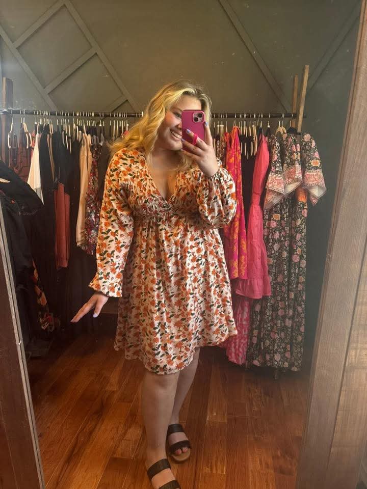Orange Floral Dress