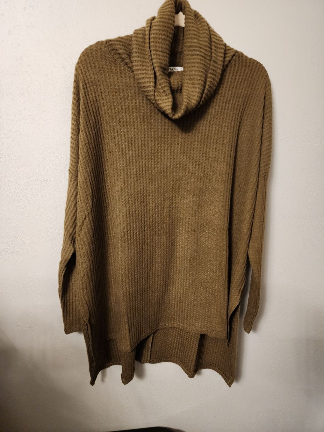 Waffle Knit Cowl Neck