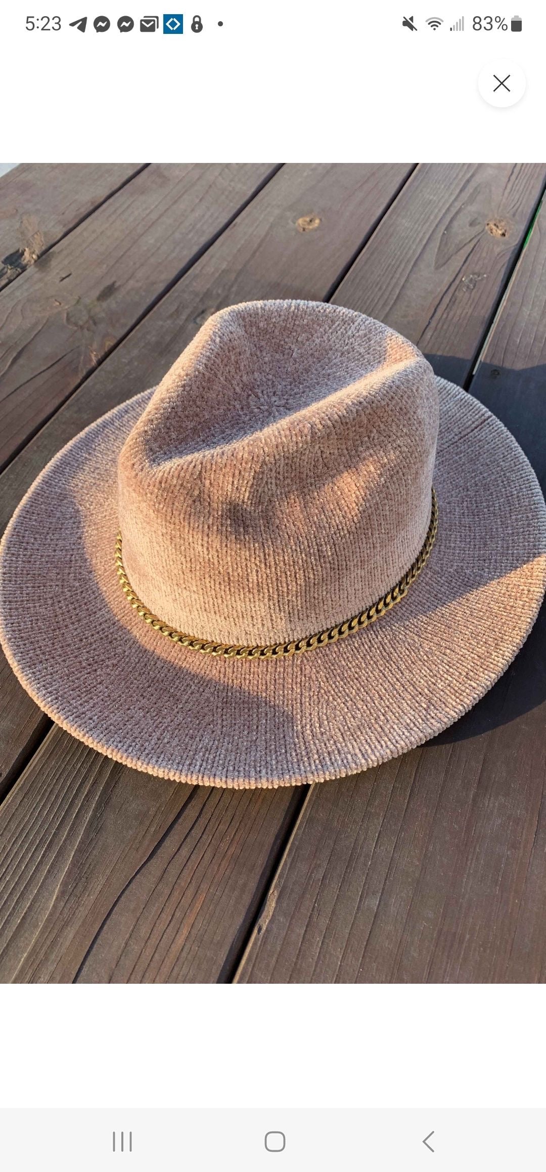 Hat with gold chain