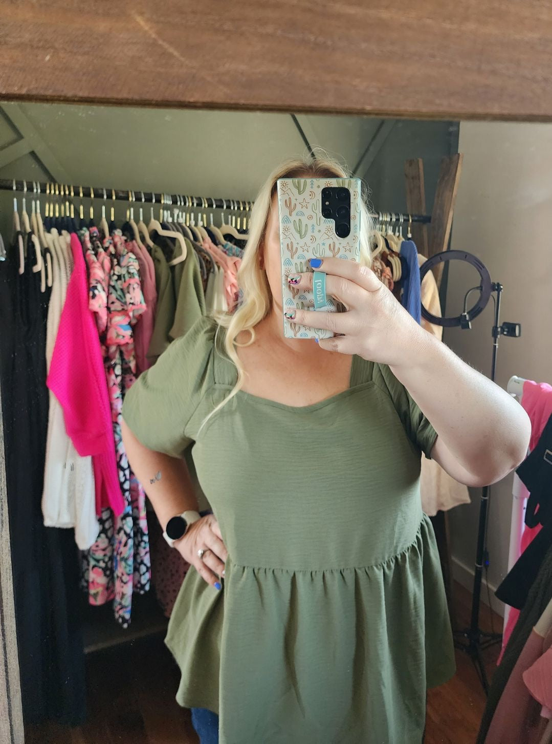 Plus Size Green Babydoll top