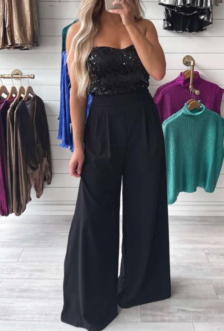 Black sequin jumpsuit