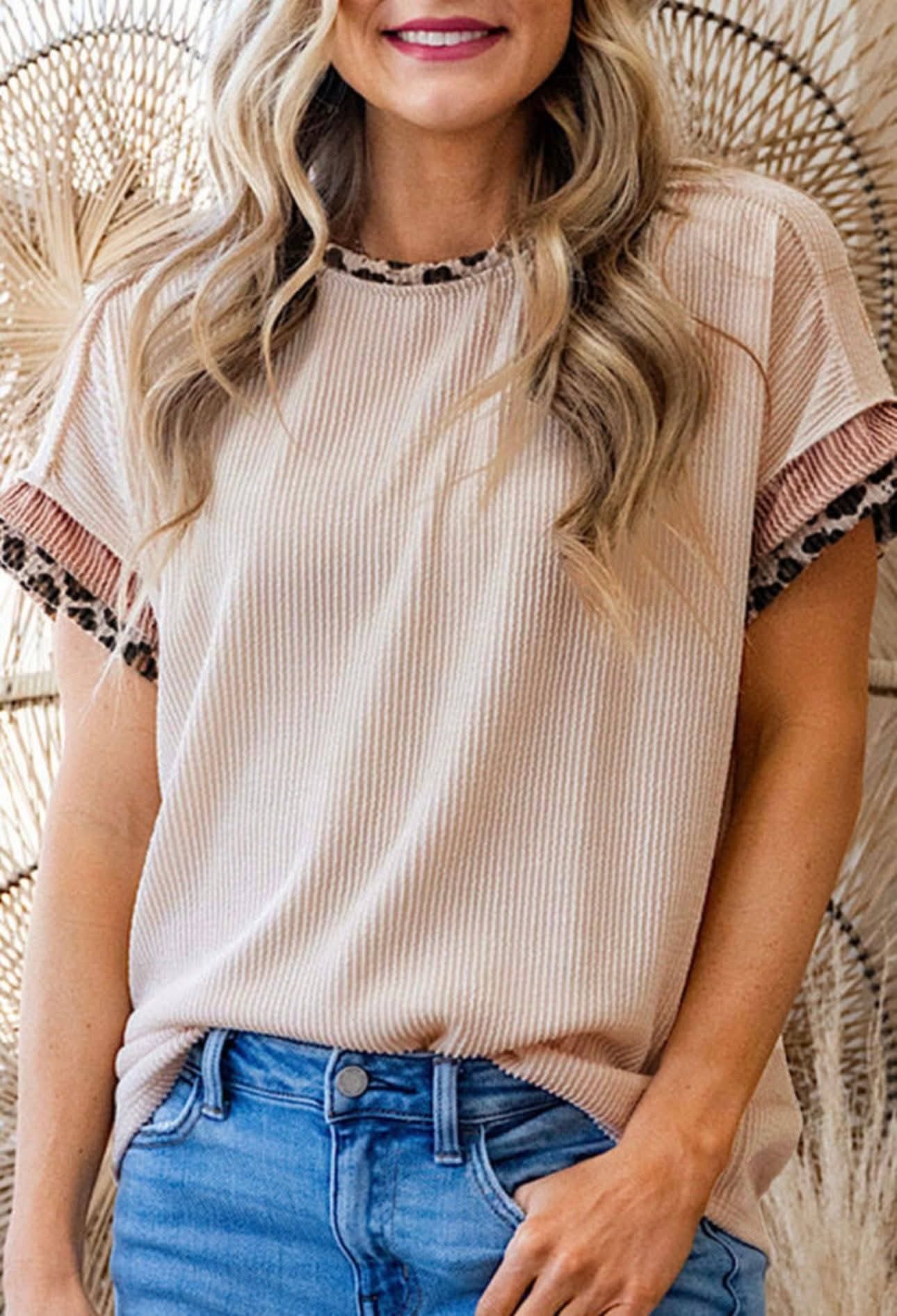 Cheetah Print Rtim Top