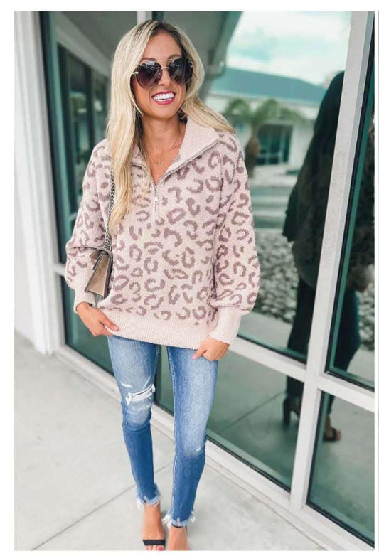 Plush Cheetah Zip Up